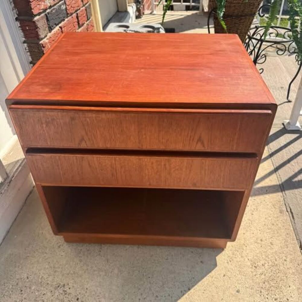 Vintage MCM Teak Wood Nightstand (1) Komfort Denmark